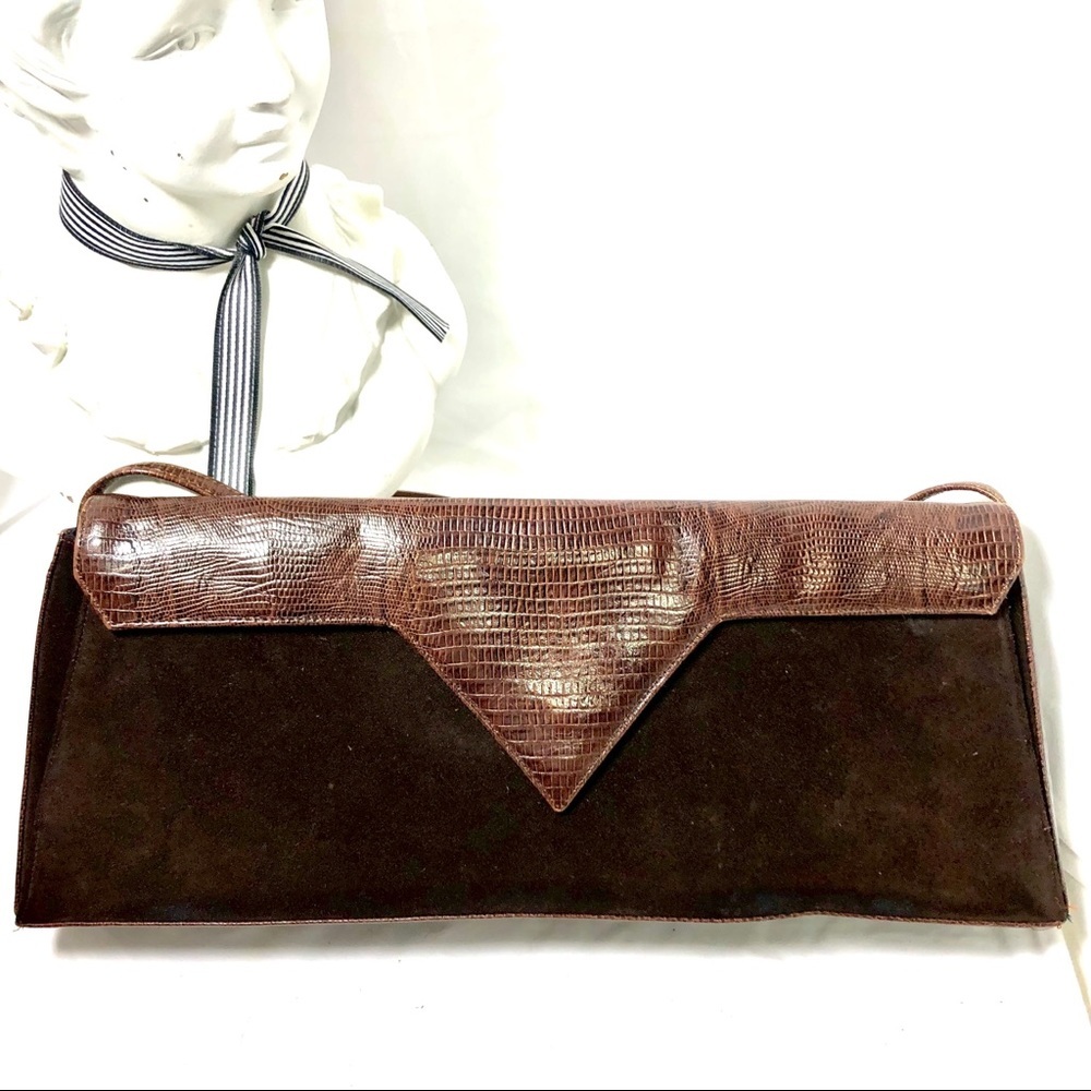 Women RARE vtg Carey Adina NY lizard/suede purse